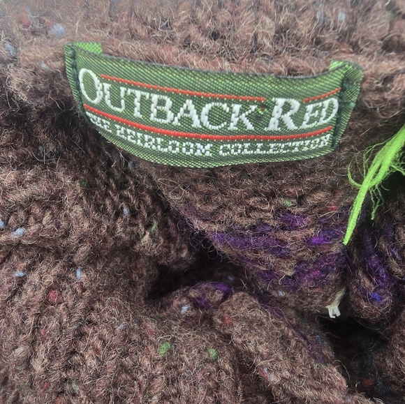 Outback Red Sweater Women Large Brown Purple Aztec Diamond Shawl Relaxed Wool - Picture 3 of 10